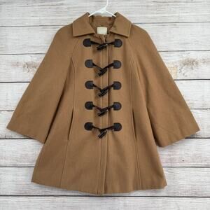 Elvenses Anthropologie Wool Toggle Button Overcoat Womens 0 Camel Brown